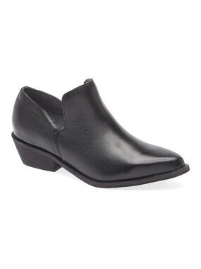 Chocolat Blu Cori Black Leather Ankle Boots Size 9 With Box EUC Low Heel
